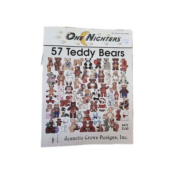 Jeanette Crews Designs One Nighters 57 Teddy Bears #472 Cross Stitch Pattern - Picture 1 of 9